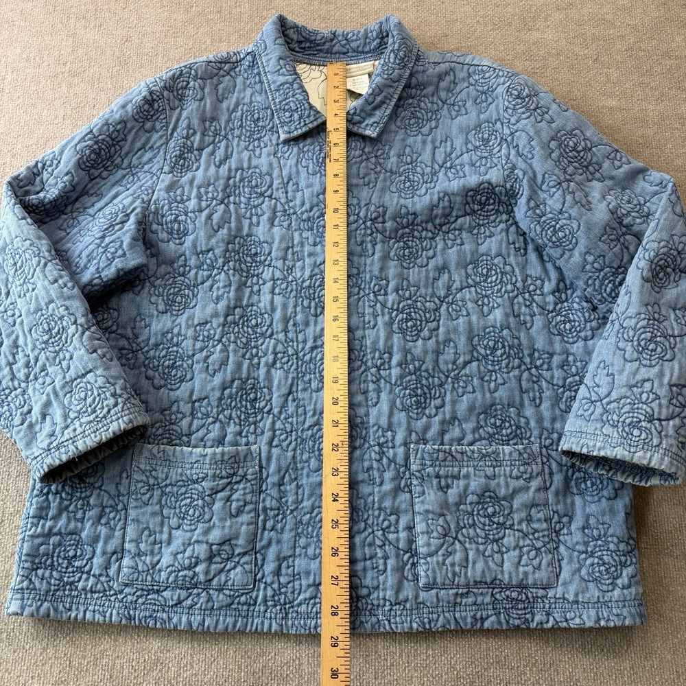 Coldwater Creek Soft Denim Quilted Floral Blue Jacket Woman's Size 3X - Picture 3 of 10